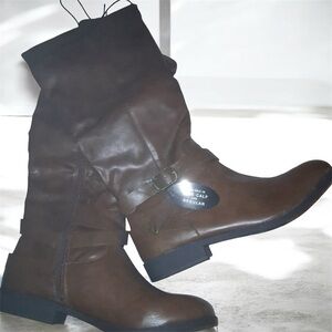 Brown faux Leather Women's Boots